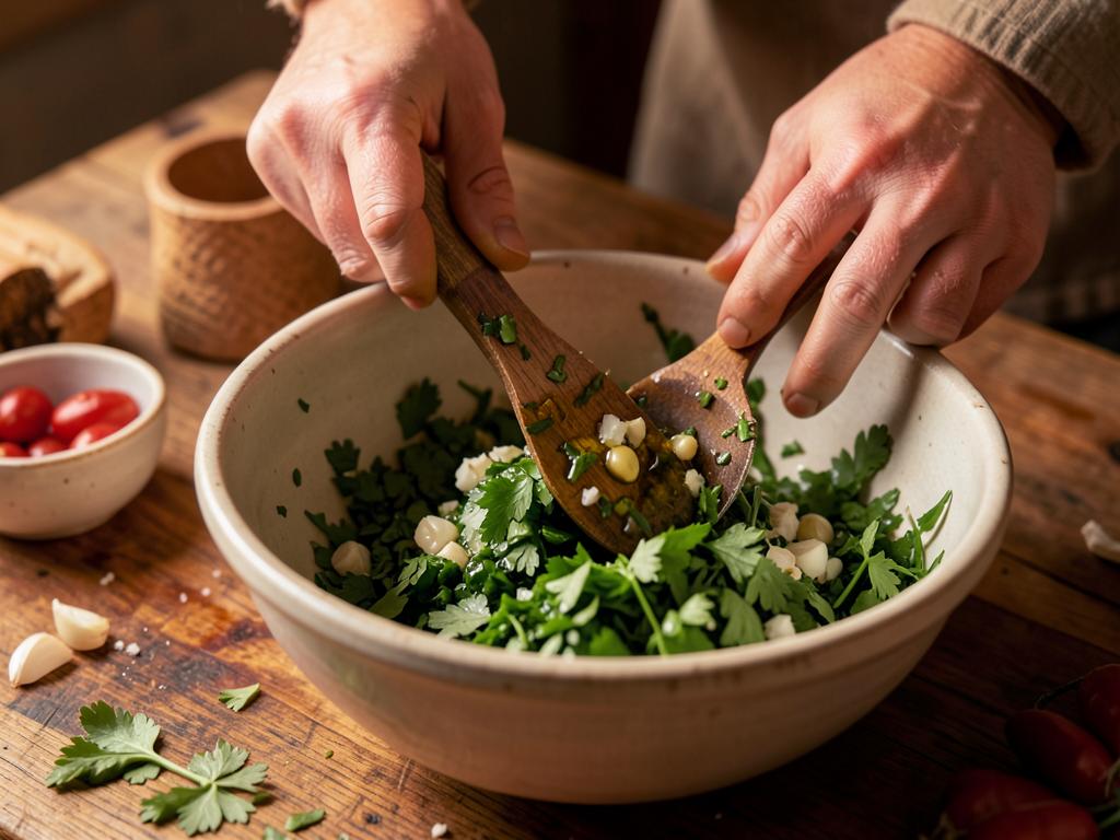 Paso 3: Pica perejil y ajo, mezcla con resto del chimichurri