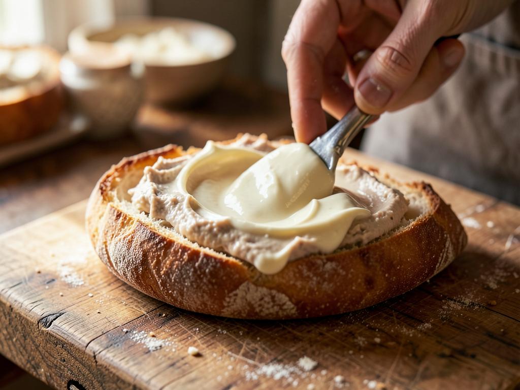 Paso 4: Unta paté y mayonesa en pan