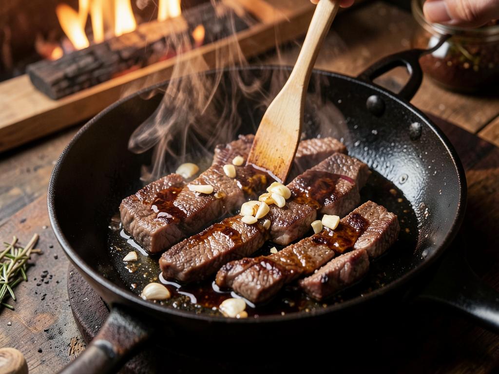 Paso 6: Cocina la carne con soja y ajo