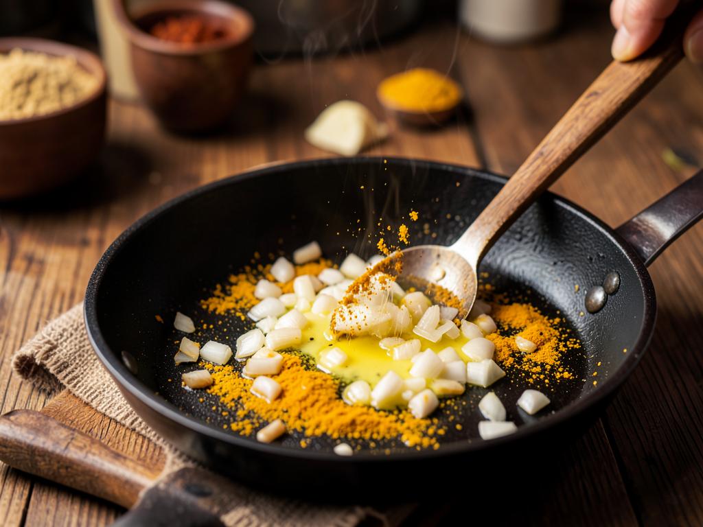 Paso 1: Sofríe cebolla con mantequilla y curry