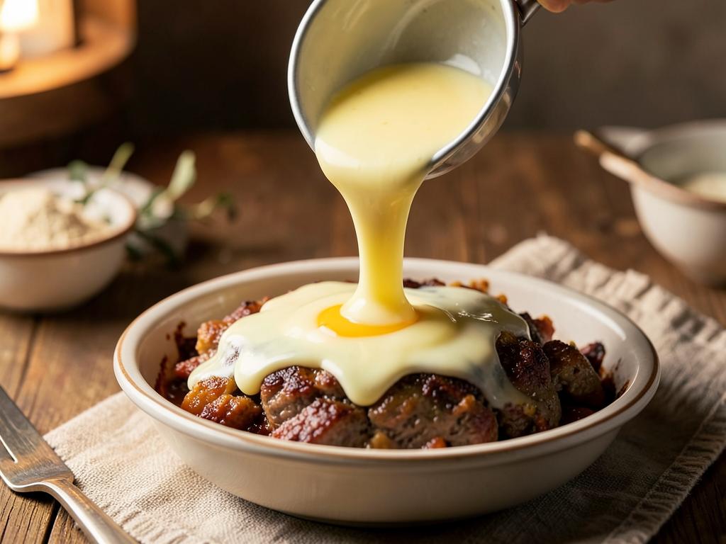 Paso 5: Bate huevos con leche y vierte encima