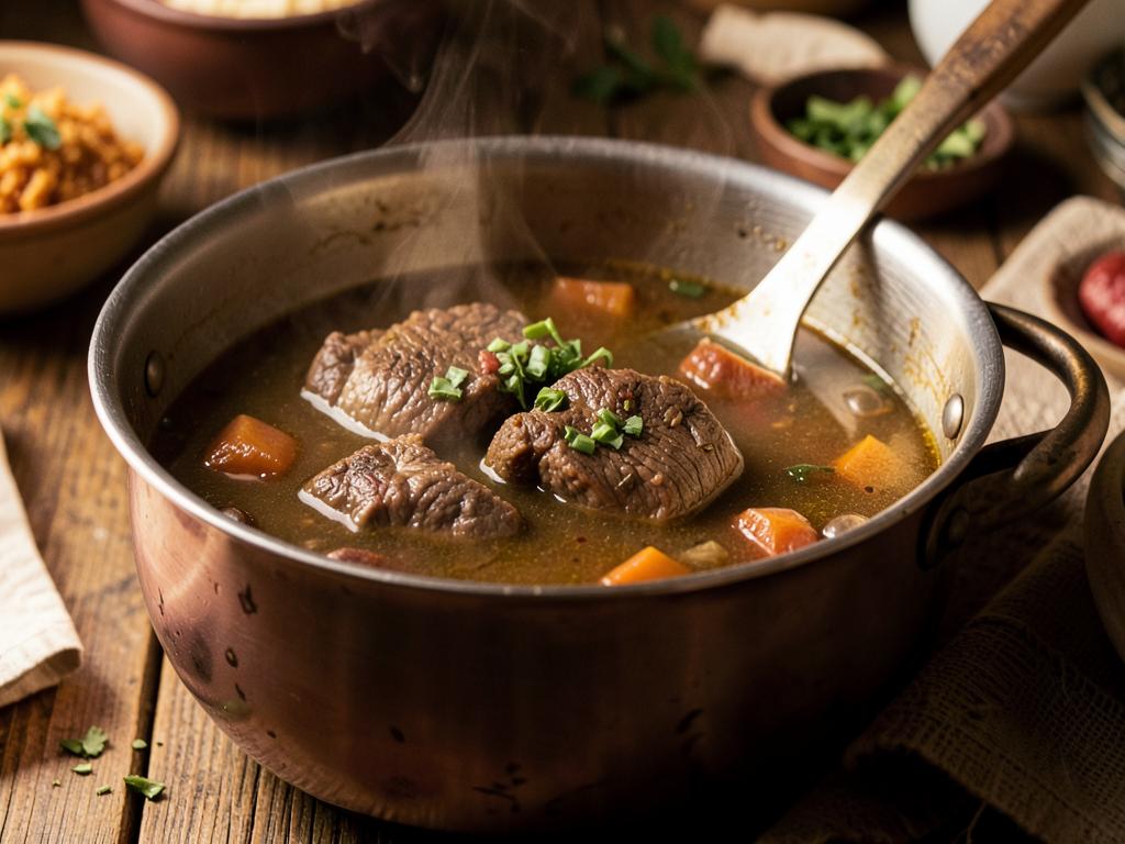 Paso 1: Cocina res en caldo a fuego bajo