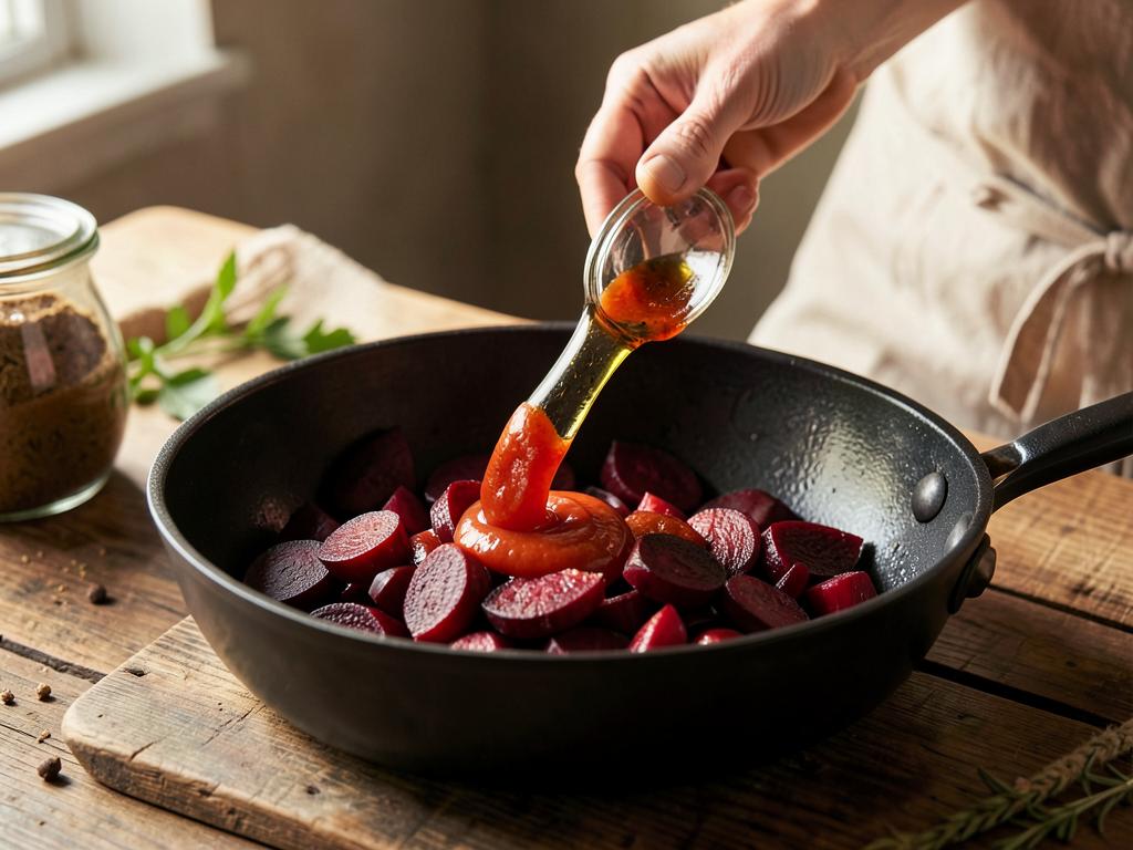Paso 3: Añade tomate y vinagre al sofrito