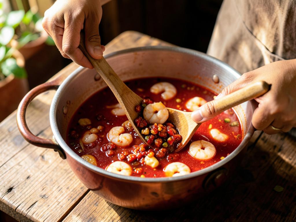 Paso 3: Añade pasta de camarón y de chile
