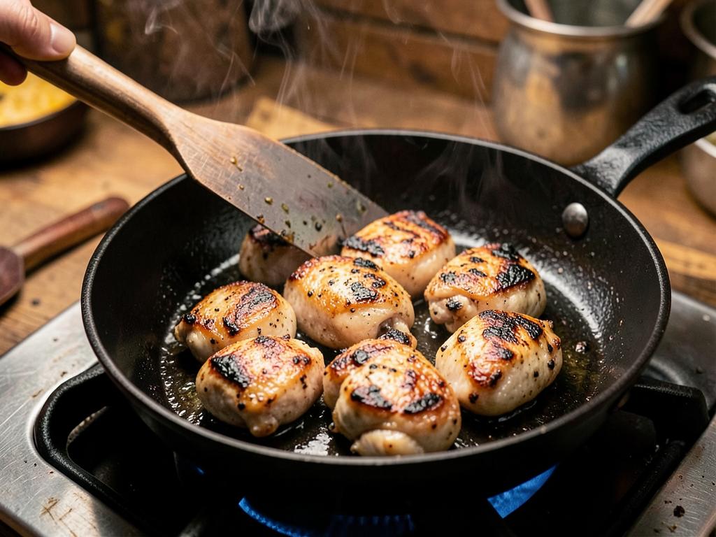 Paso 3: Sella el pollo en sartén caliente