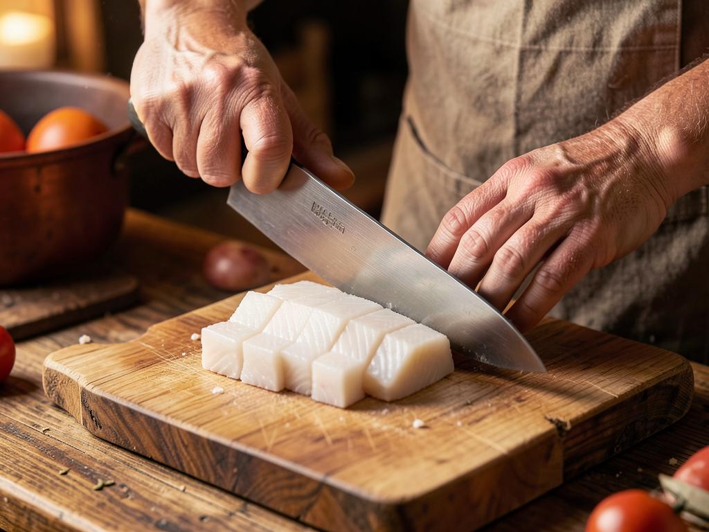 Paso 3: Corta el pescado en cubos uniformes