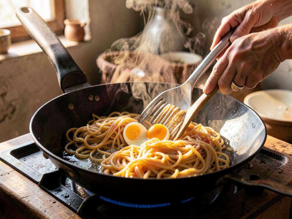 Paso 5: Aparta y rompe huevos al wok