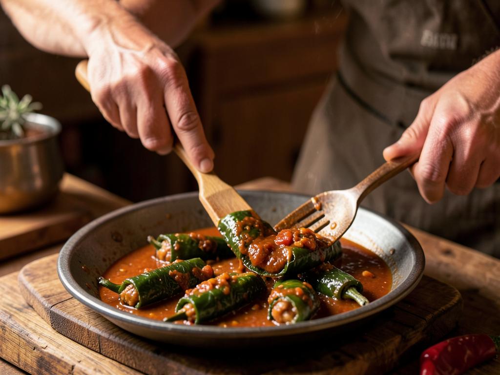 Paso 6: Sirve los chiles bañados en salsa