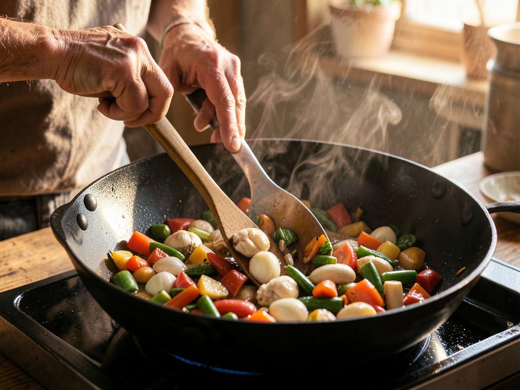 Paso 3: Añade ajo y vegetales