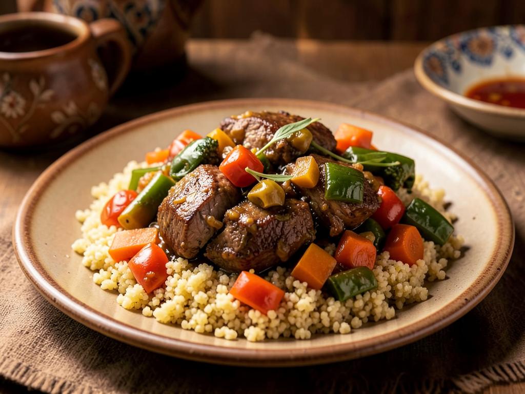 Paso 7: Sirve couscous coronado con verduras y cordero