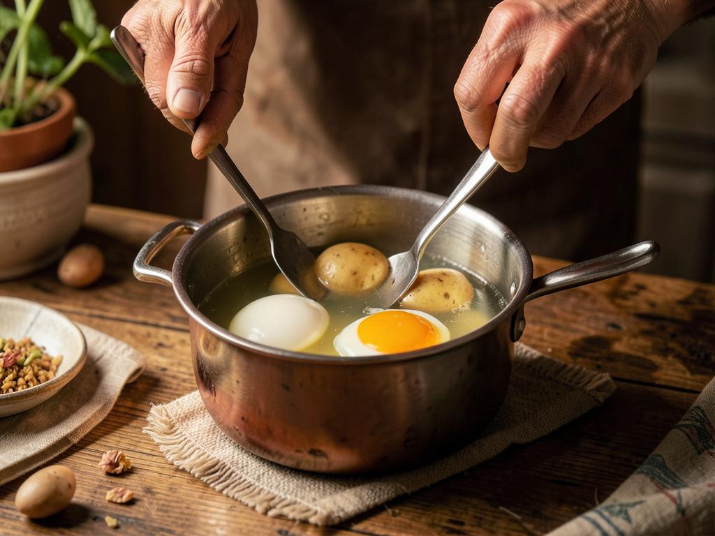 Paso 1: Hierve los huevos y la papa