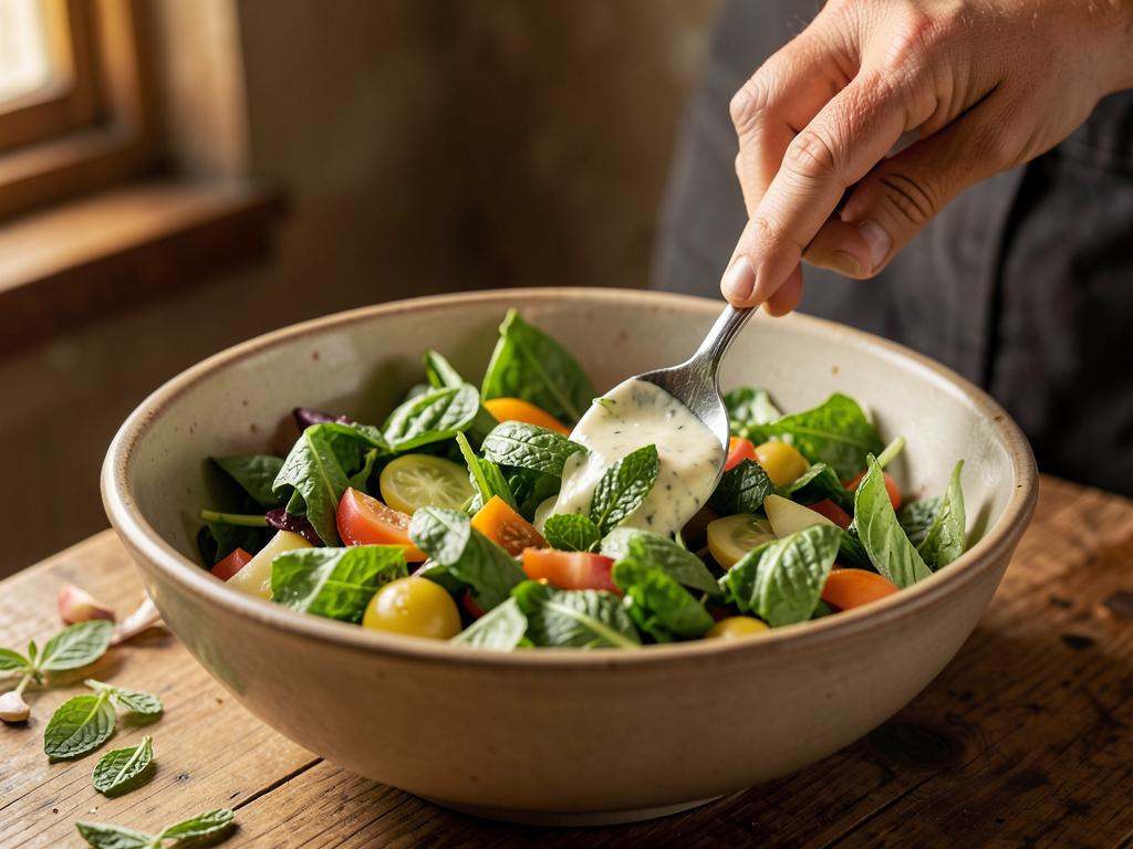 Paso 4: Combina vegetales con menta y aderezo