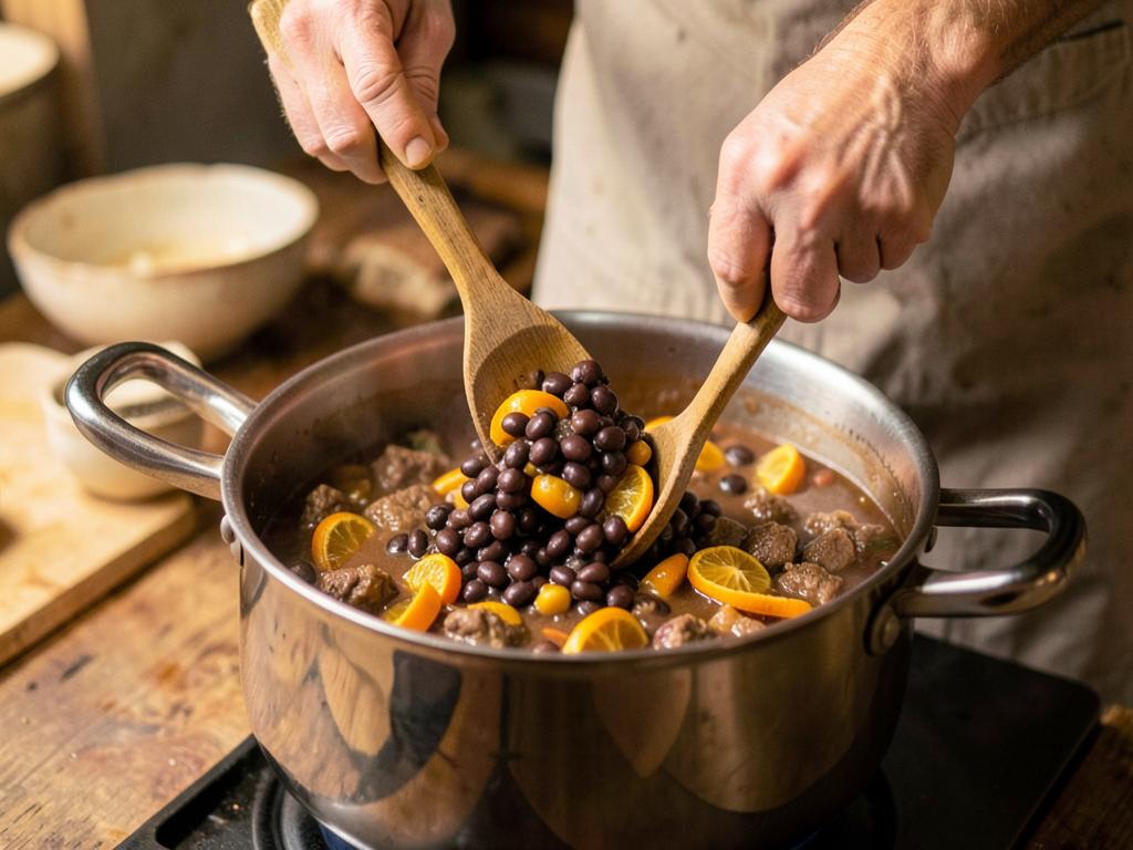 Paso 6: Une los frijoles cocidos y la naranja