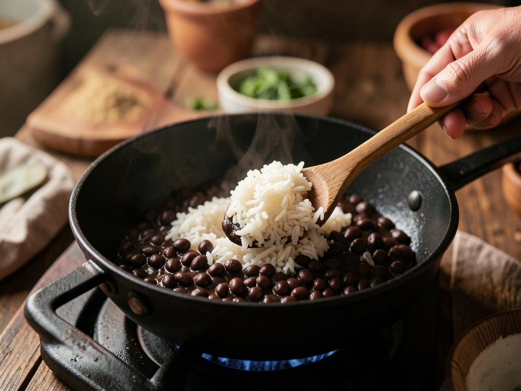 Paso 3: Incorpora arroz y mezcla bien