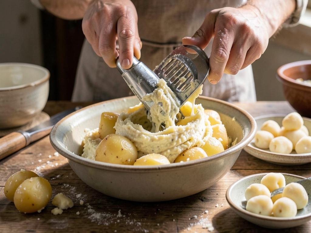 Paso 1: Cocina papas con piel y pisa caliente