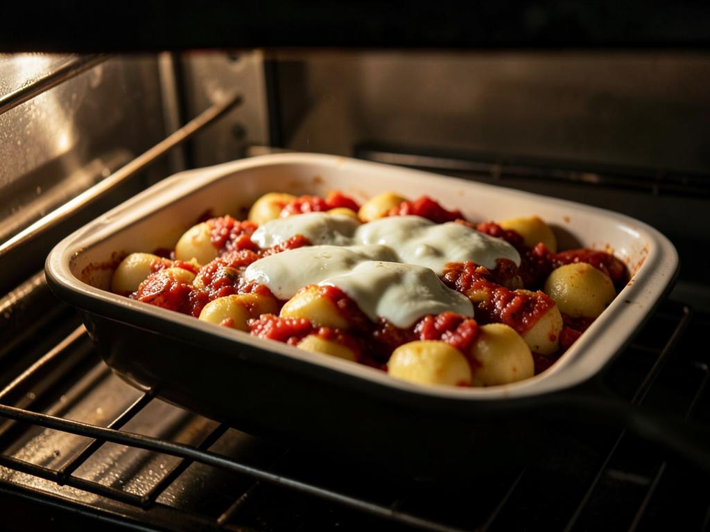 Paso 6: Mezcla con salsa, cubre con mozzarella y hornea