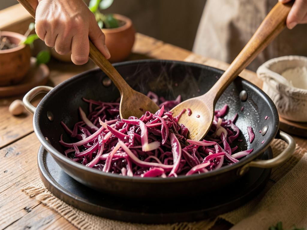 Paso 4: Saltea repollo morado