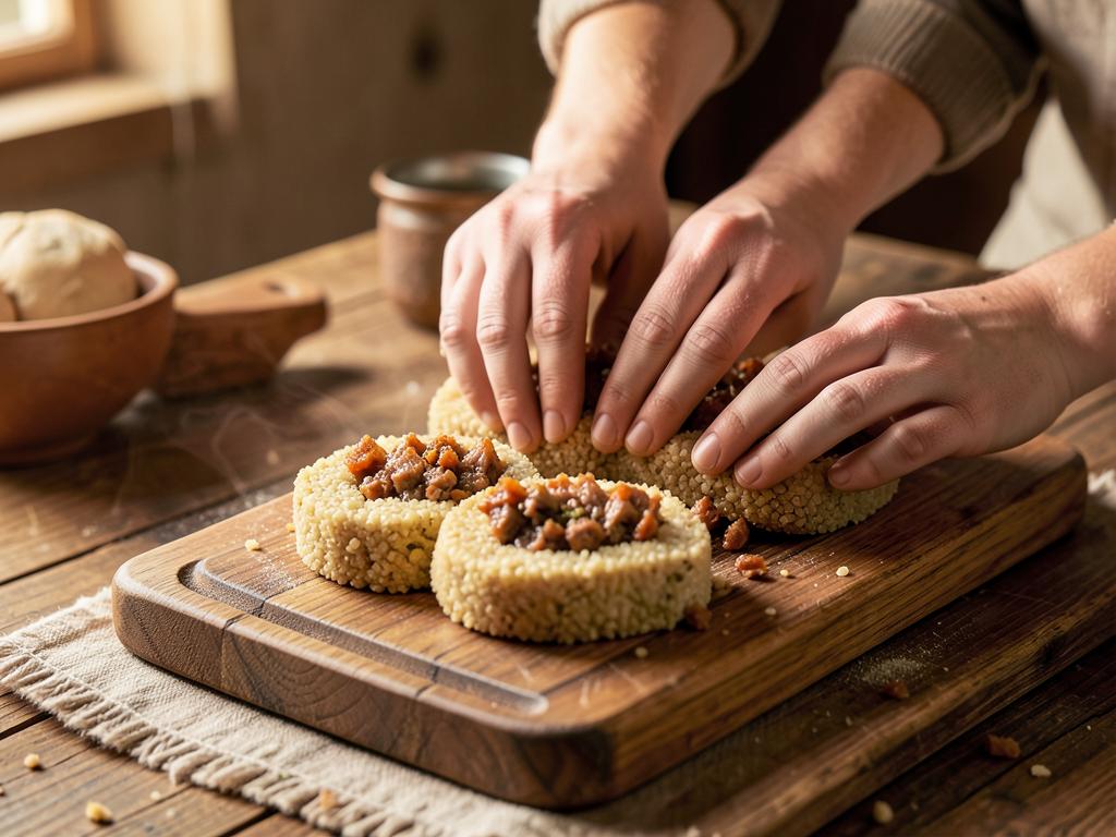 Paso 4: Forma óvalos con masa, rellena con sofrito
