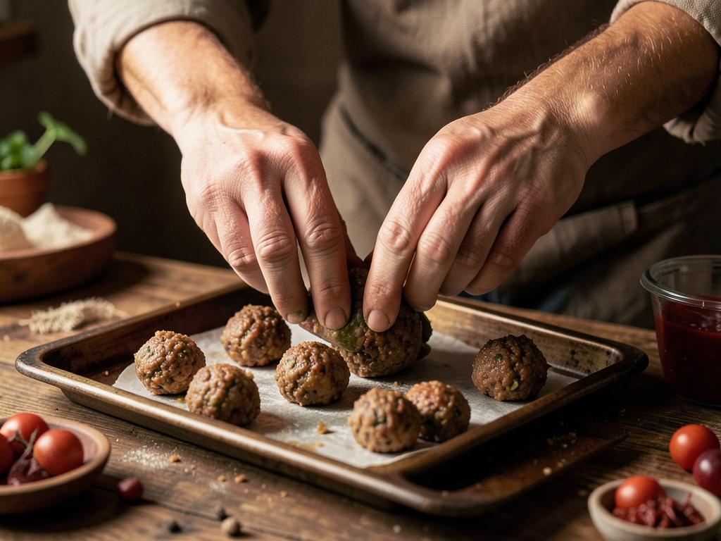 Paso 3: Mezcla con carne, huevo y forma albóndigas