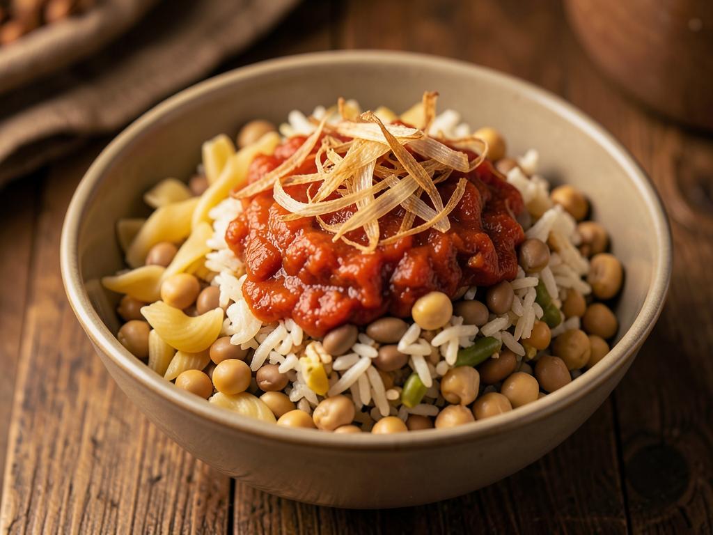 Paso 6: Monta arroz, lentejas, pasta, garbanzos, salsa y cebolla