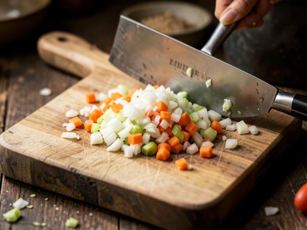 Paso 1: Pica cebolla, zanahoria y apio (sofrito)