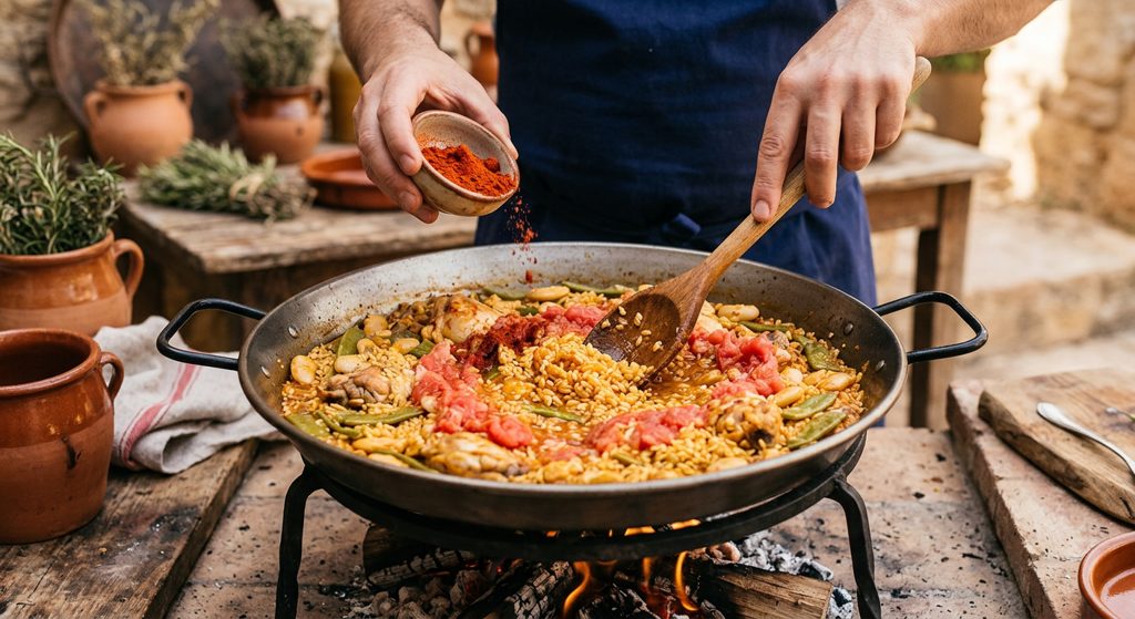 Paso 4: Añade tomate y pimentón, mezcla