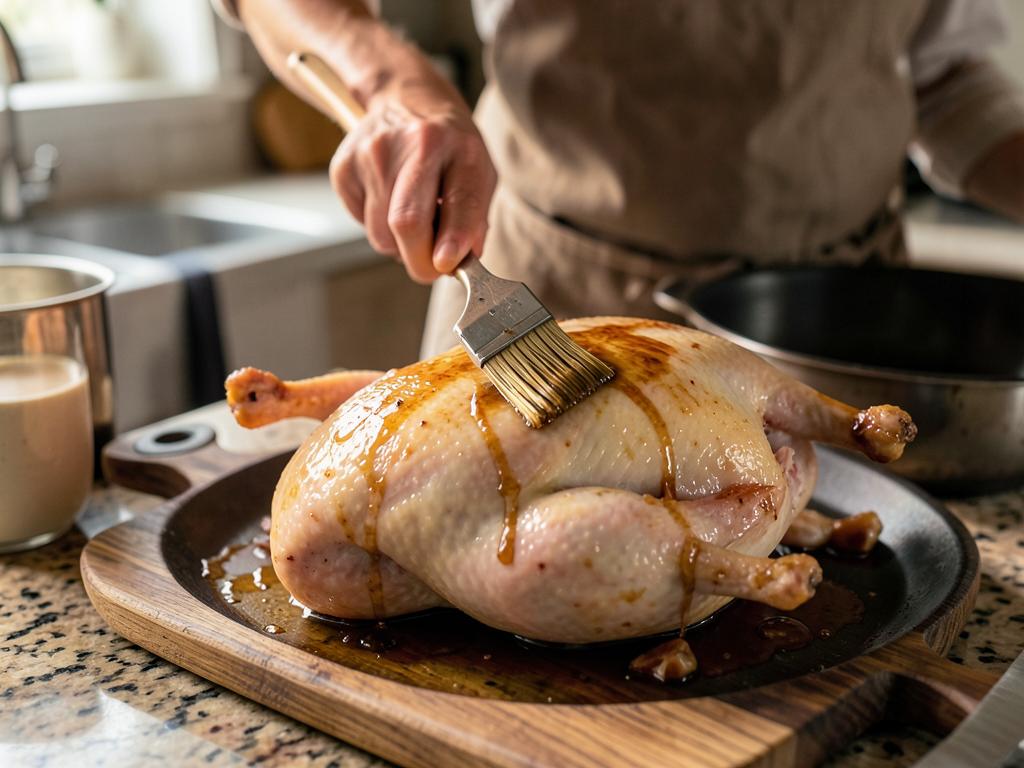 Paso 1: Pinta el pato con mezcla de miel y vinagre