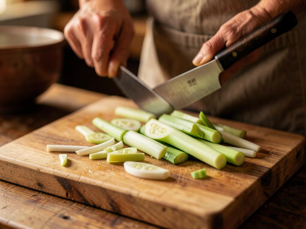 Paso 5: Corta cebollín y pepino en bastones