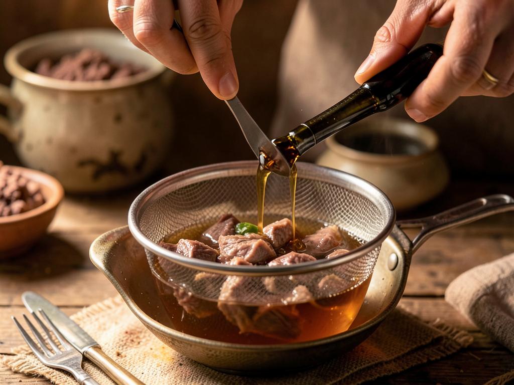 Paso 4: Cuela el caldo y sazona con salsa de pescado