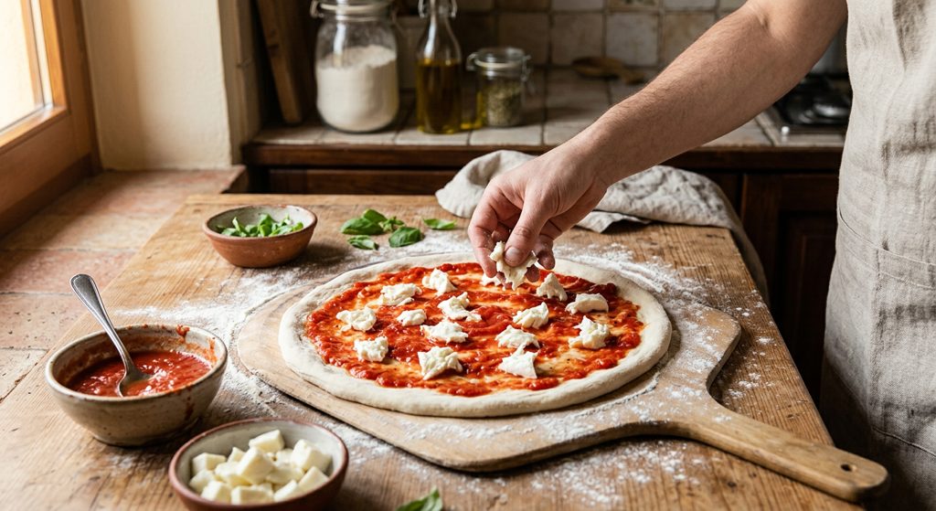 Paso 7: Cubre con tomate y mozzarella en trozos