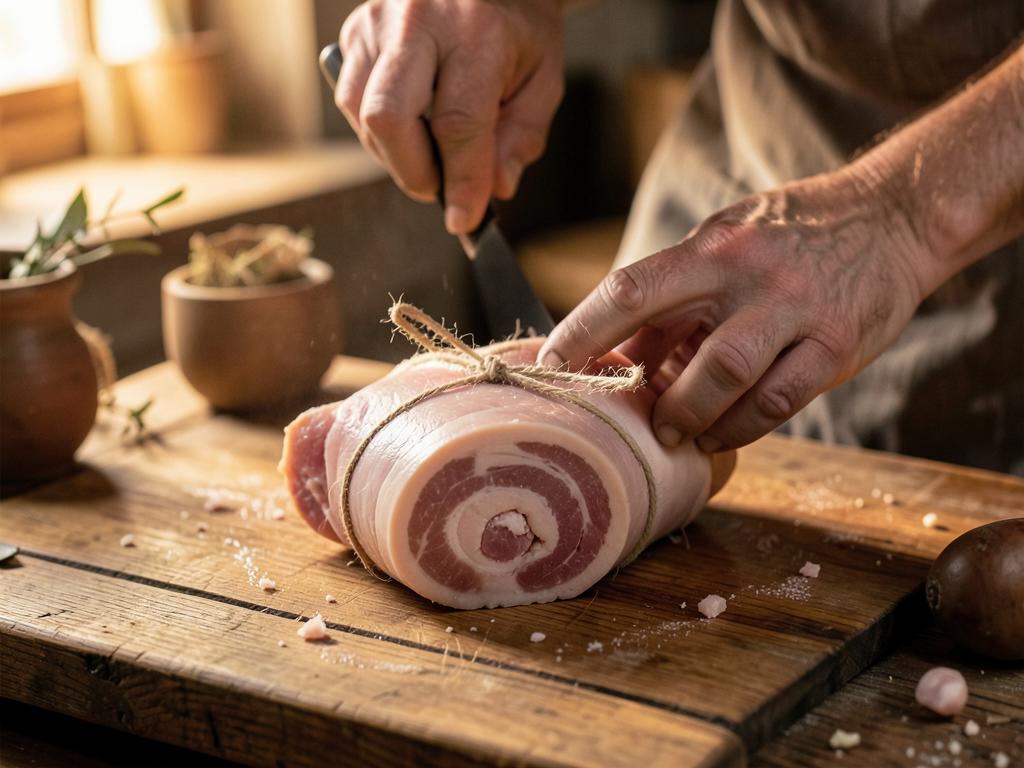Paso 3: Brasa la panceta y enrolla