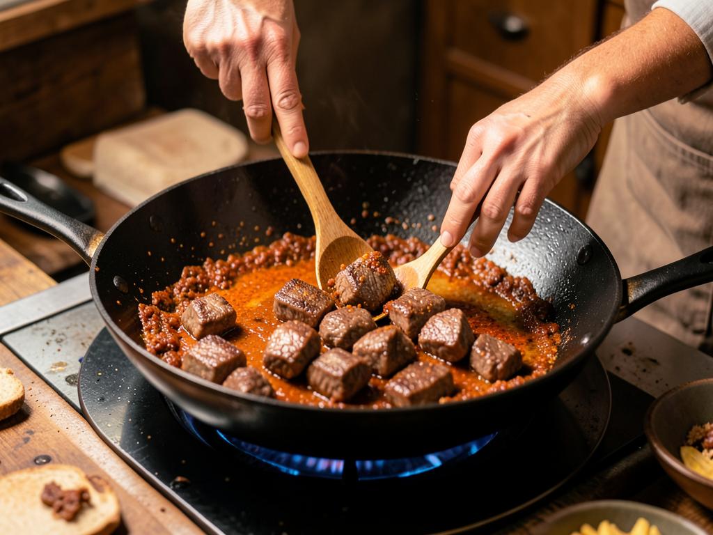Paso 3: Añade carne y sella