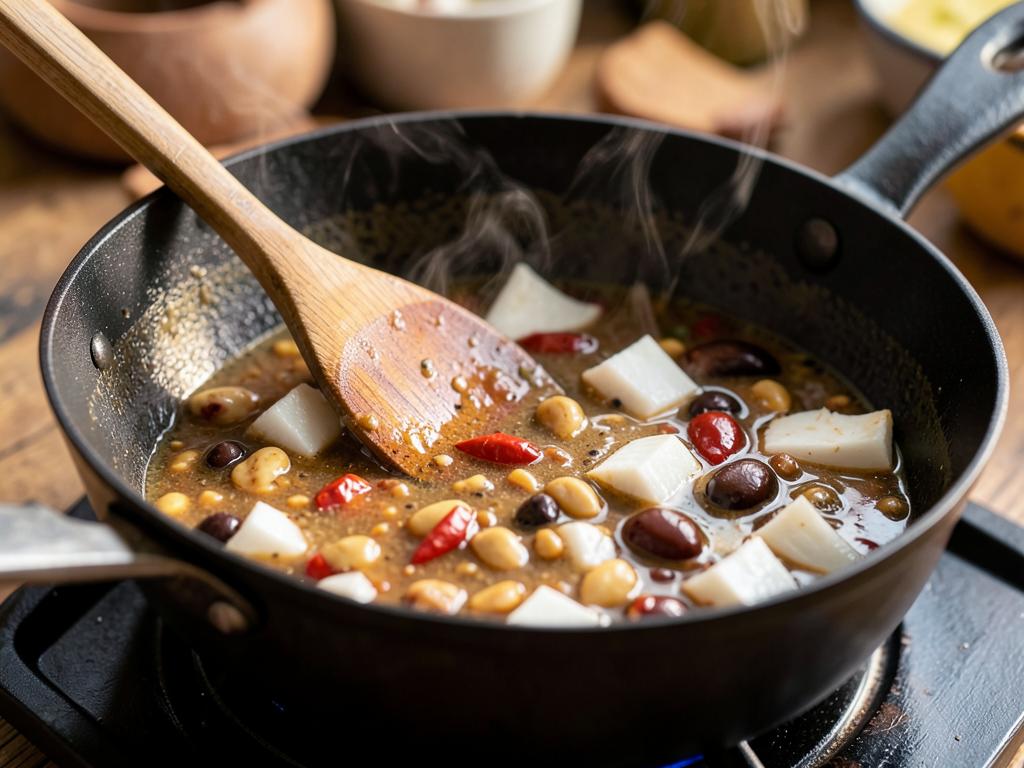 Paso 2: Cocina maní con coco, tamarindo, azúcar, chile