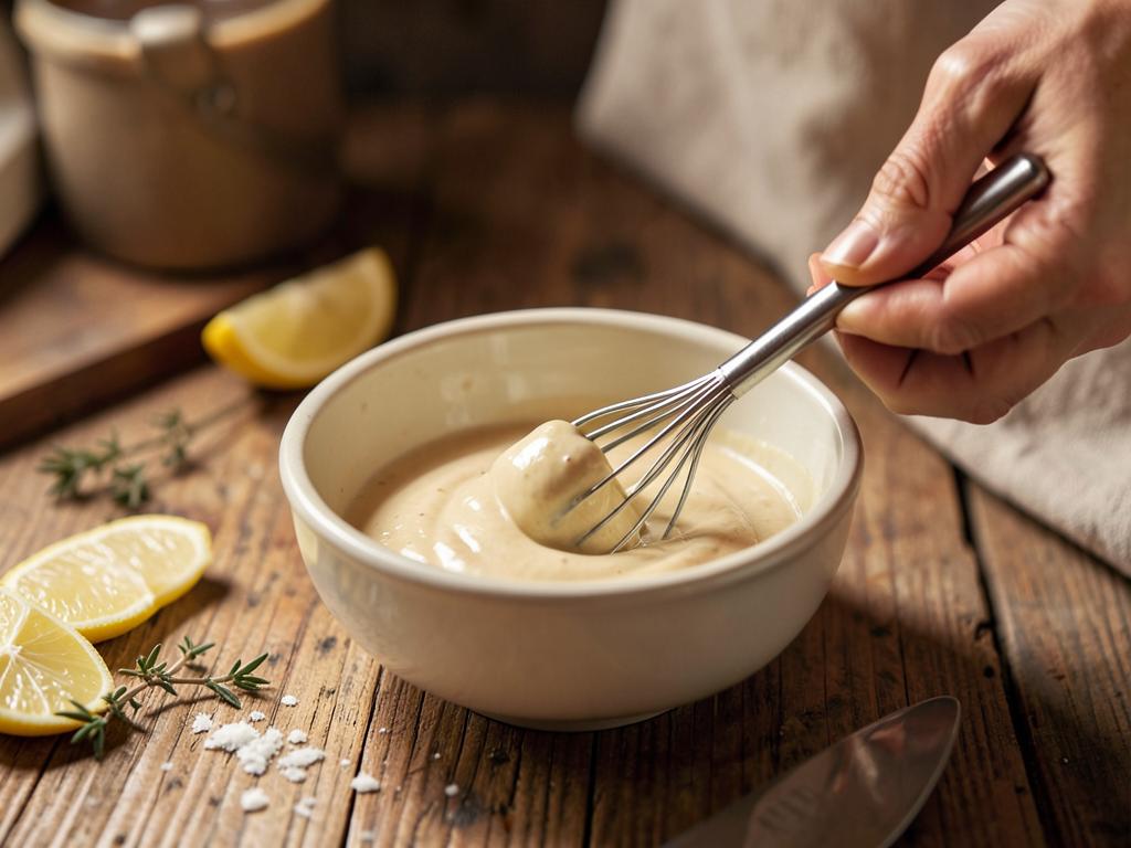 Paso 4: Mezcla tahini con limón y agua