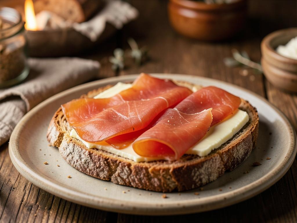 Paso 2: Coloca salmón ahumado en lonchas