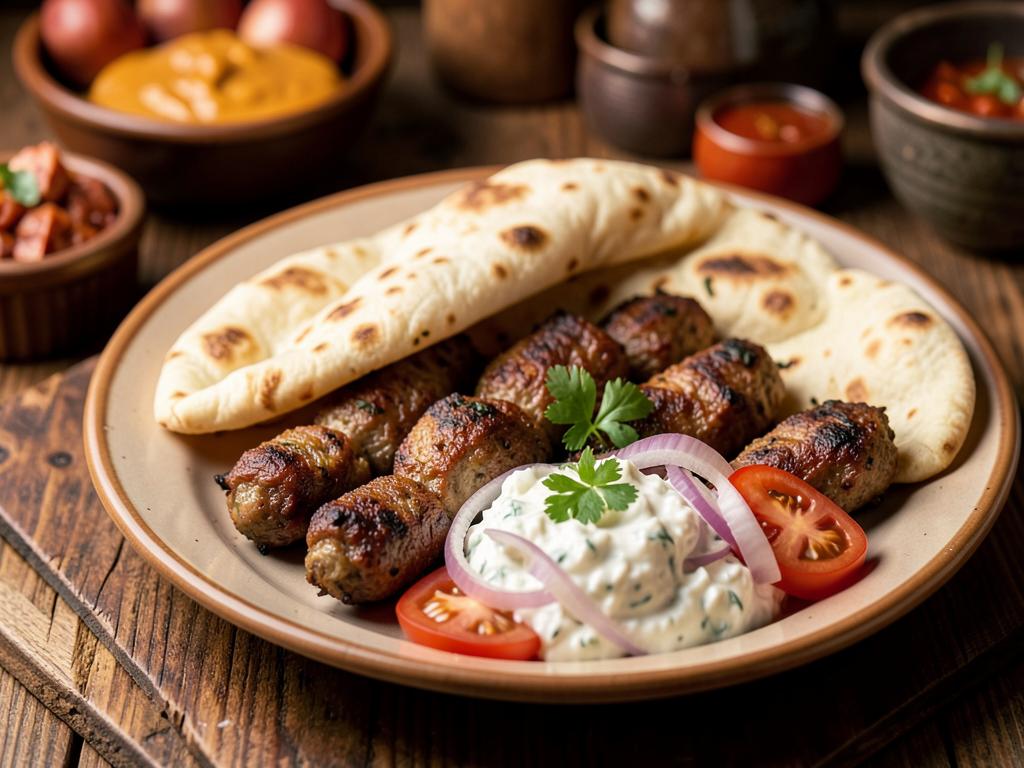 Paso 9: Sirve con tzatziki, pita, tomate y cebolla
