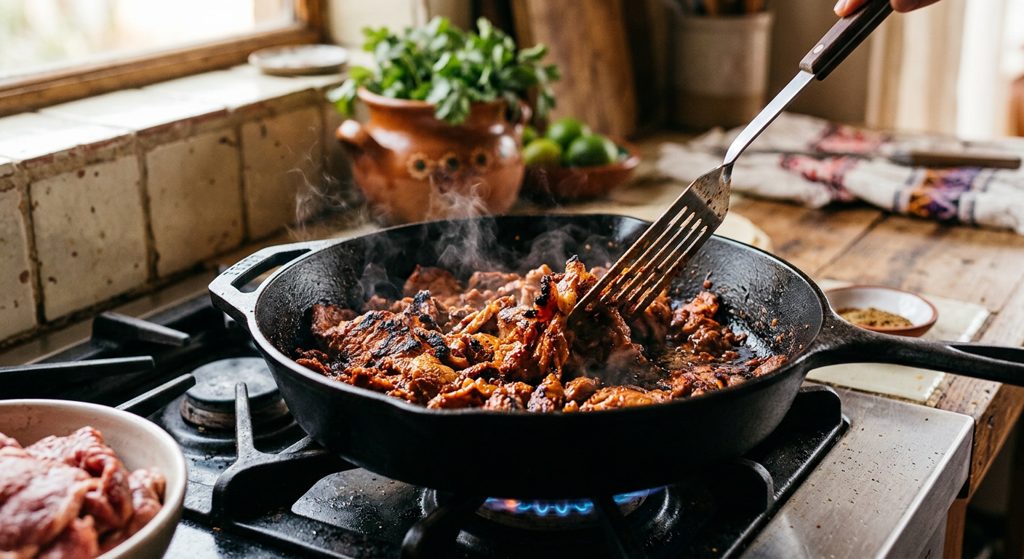 Paso 6: Asa el cerdo en sartén muy caliente