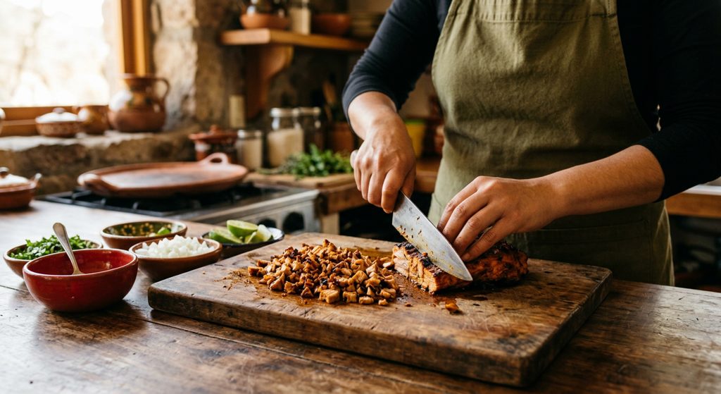 Paso 7: Pica la carne dorada finamente