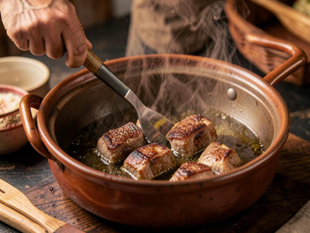 Paso 1: Sella el cordero en aceite caliente