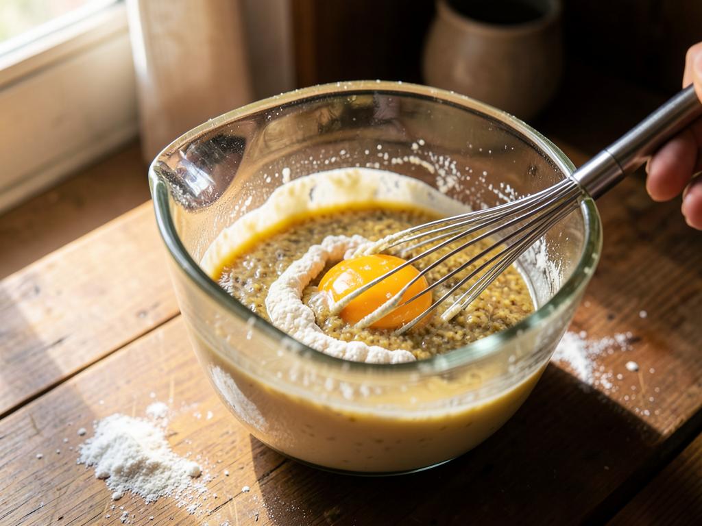 Paso 1: Mezcla harina, huevo y dashi para batido