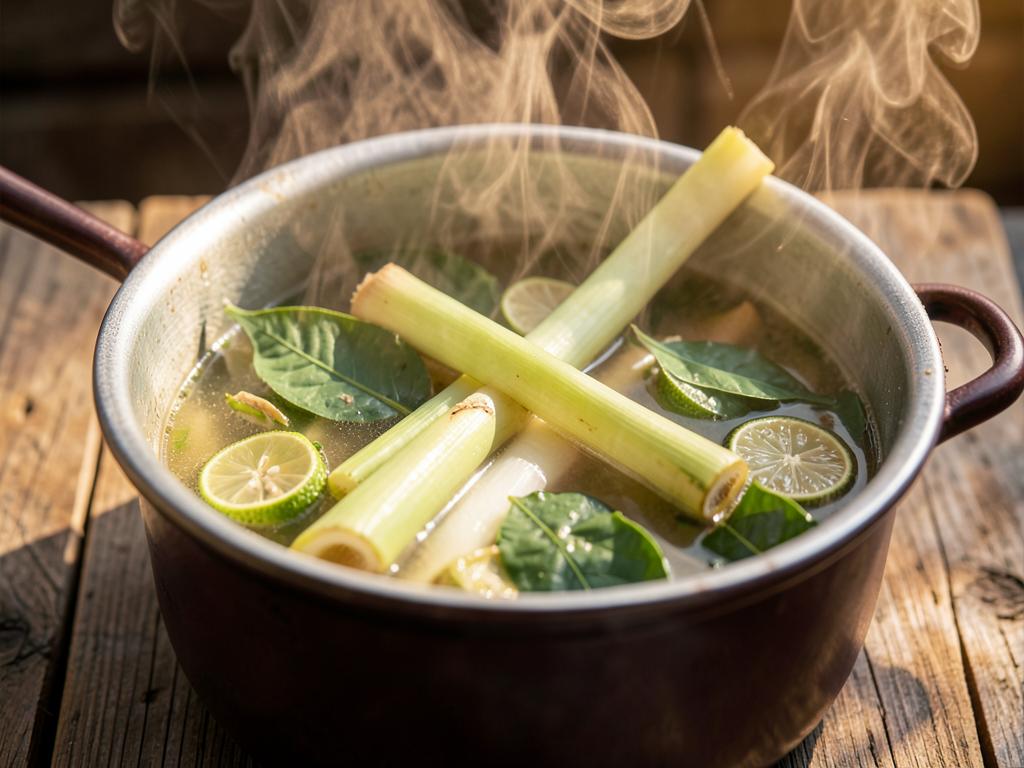 Paso 1: Hierve caldo con limoncillo, galanga y lima