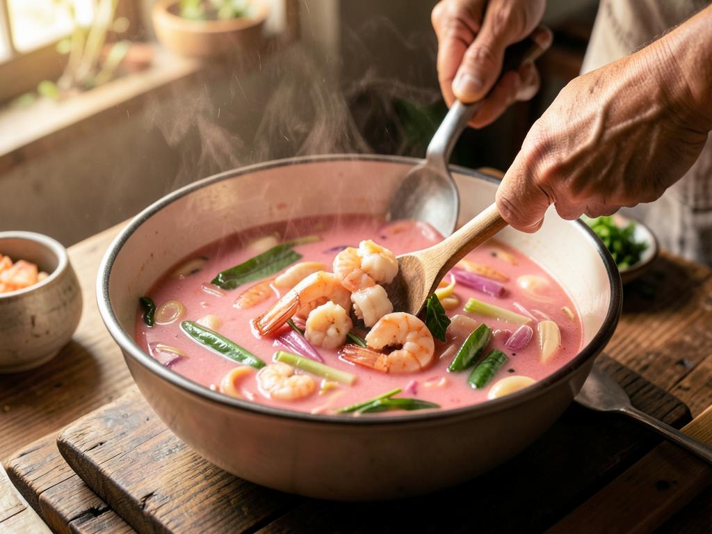 Paso 4: Agrega camarones y cocina hasta rosados